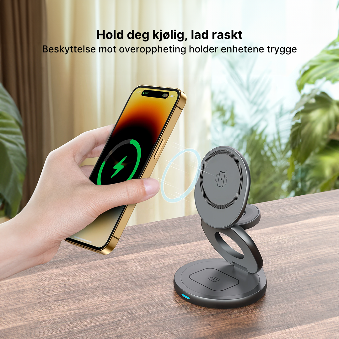 FlexCharge 3-i-1 magnetisk trådløs lader