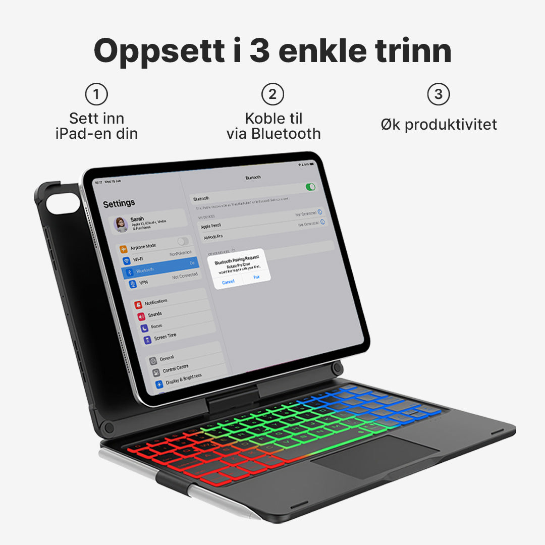 Rotate Pro trådløst tastaturetui for iPad