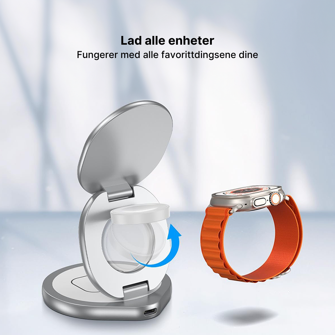 FlexCharge 3-i-1 magnetisk trådløs lader