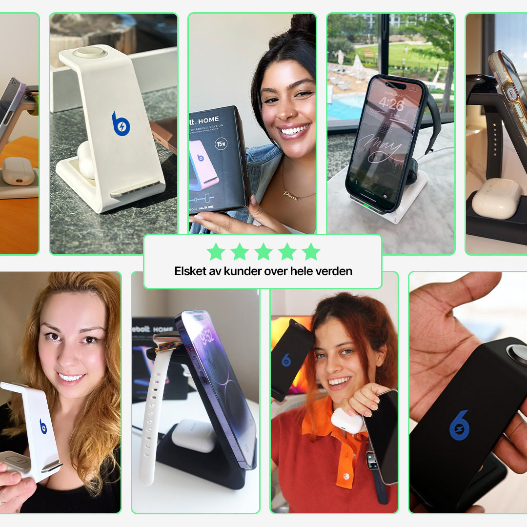 3 i 1 trådløs ladestasjon, Apple, Samsung, Watch, AirPods