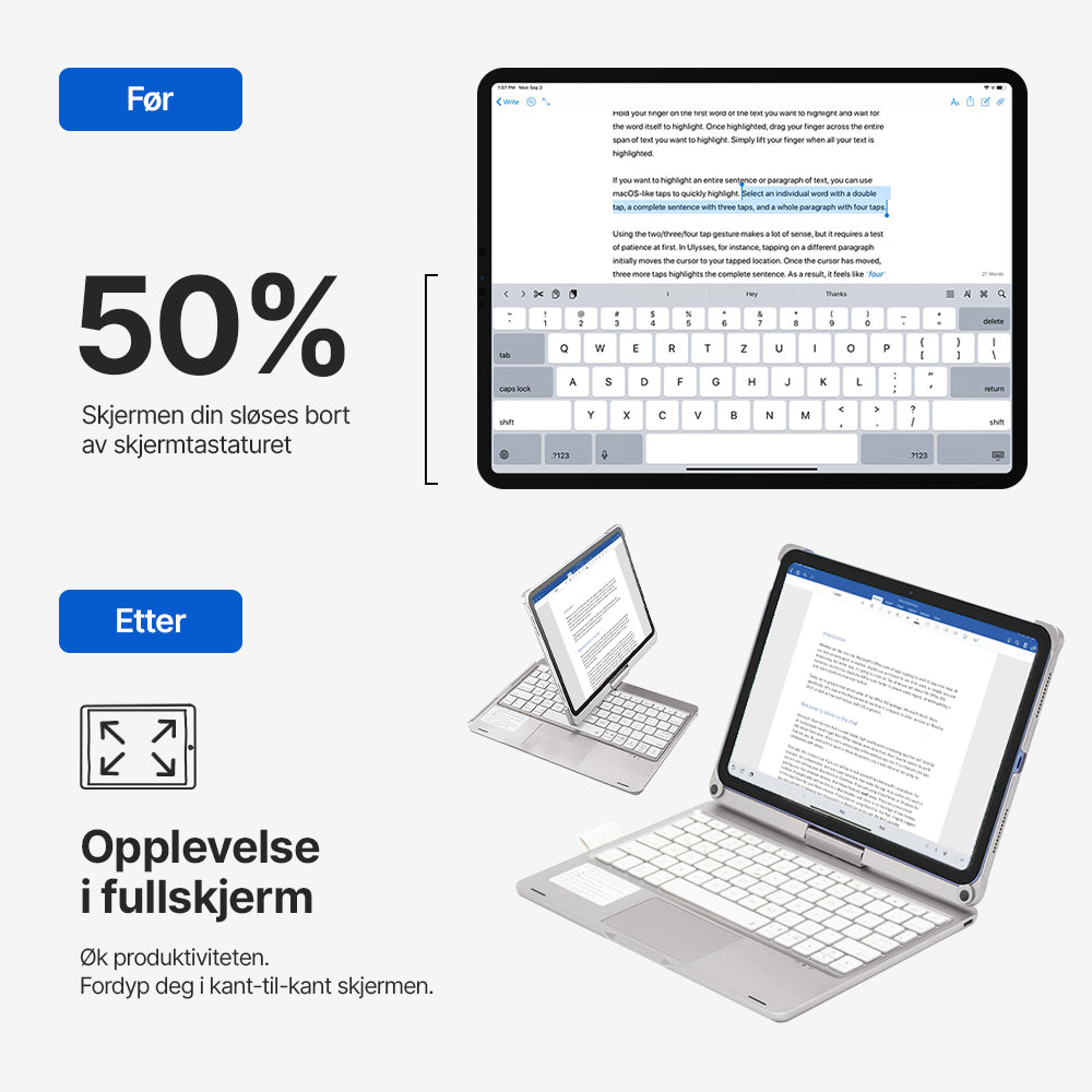 Rotate Pro trådløst tastaturetui for iPad