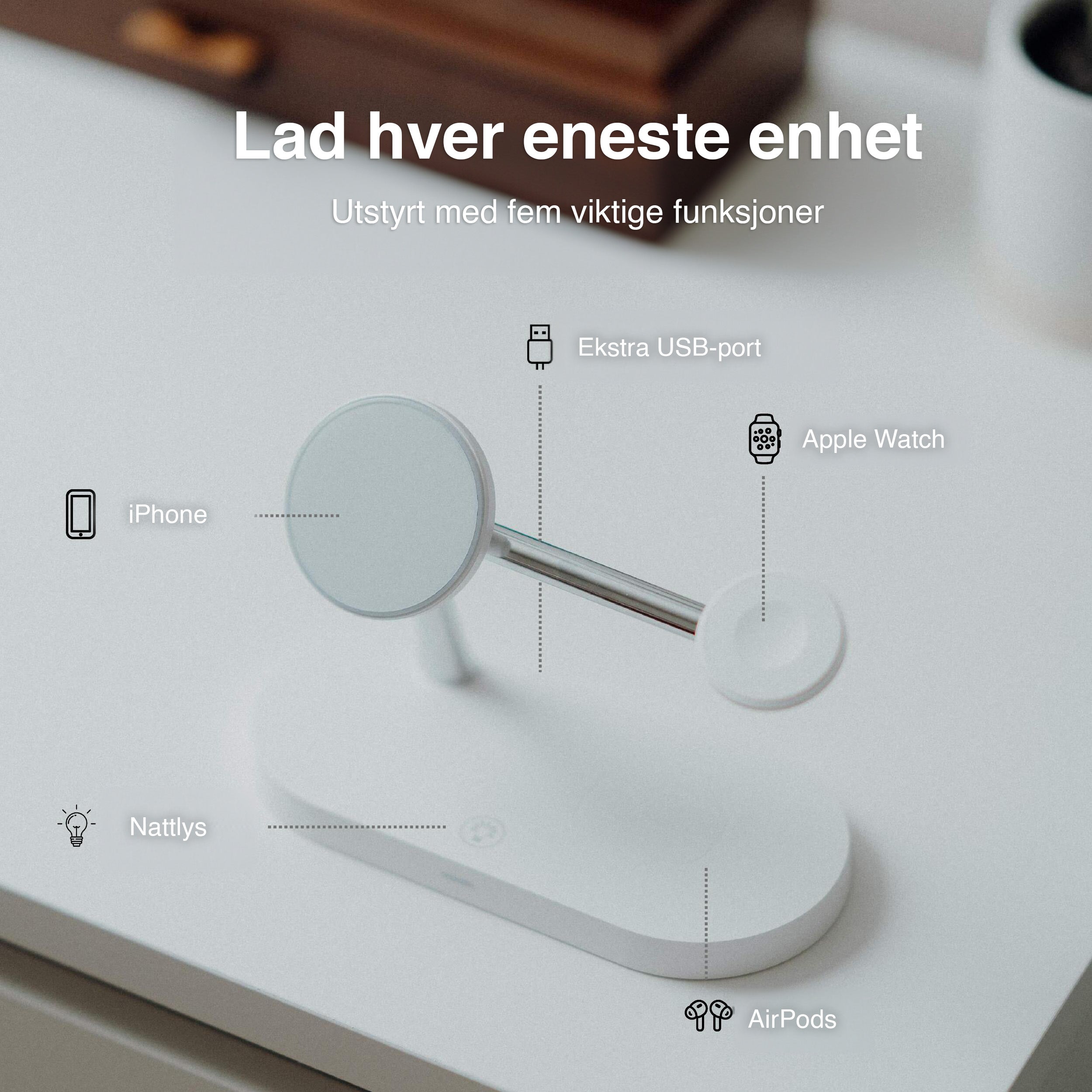 4-i-1 MagSafe trådløs ladestasjon