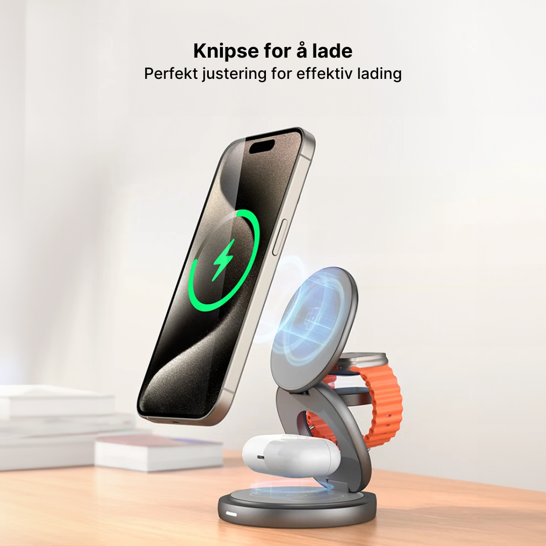 FlexCharge 3-i-1 magnetisk trådløs lader