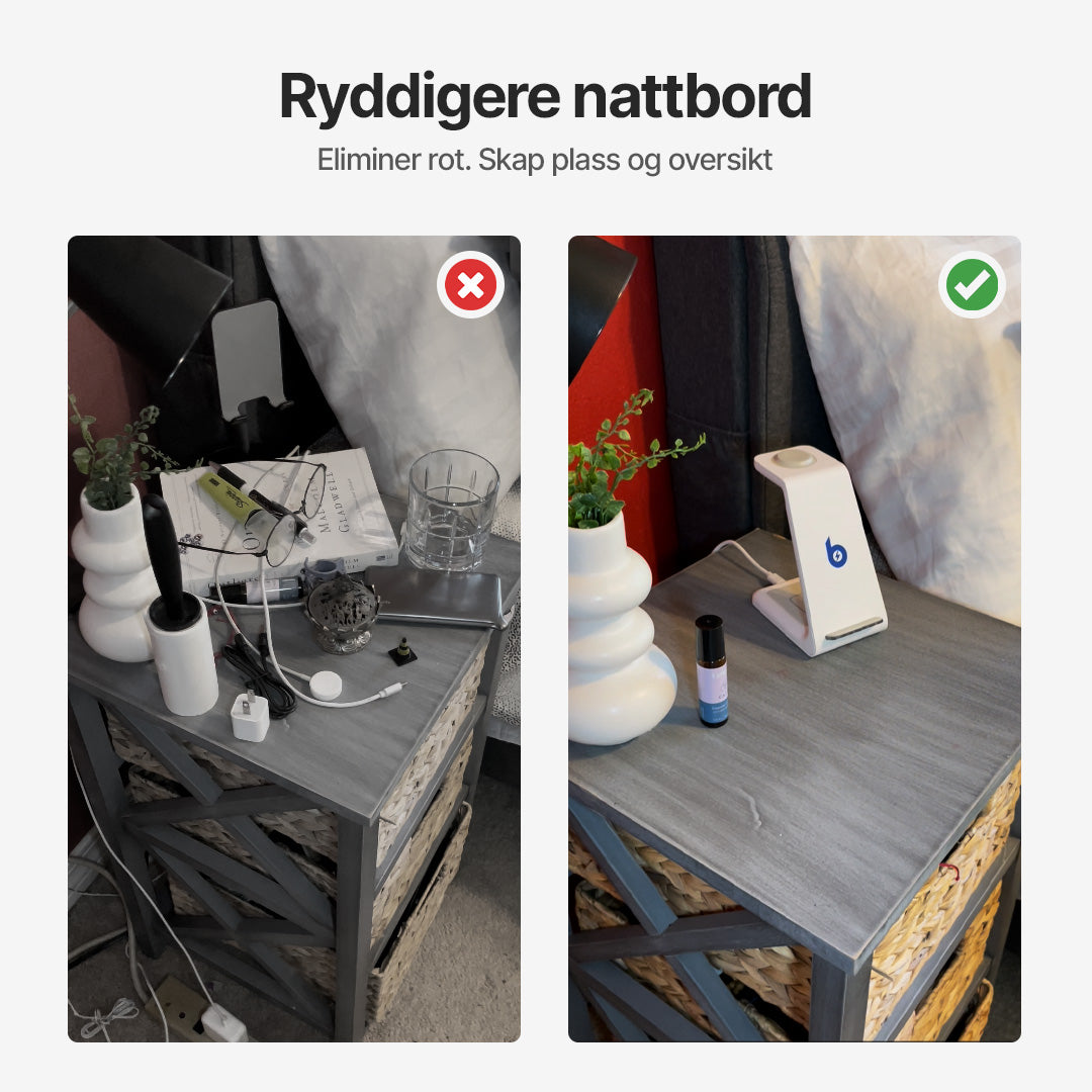 3 i 1 trådløs ladestasjon, Apple, Samsung, Watch, AirPods