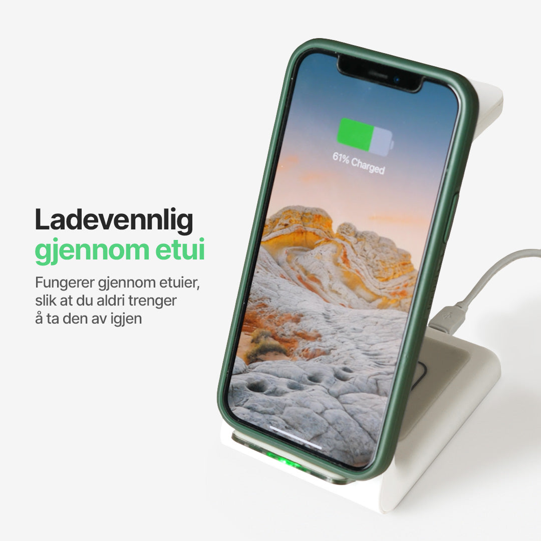 3 i 1 trådløs ladestasjon, Apple, Samsung, Watch, AirPods