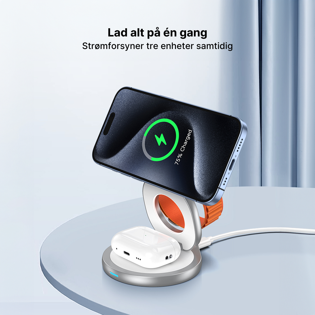 FlexCharge 3-i-1 magnetisk trådløs lader
