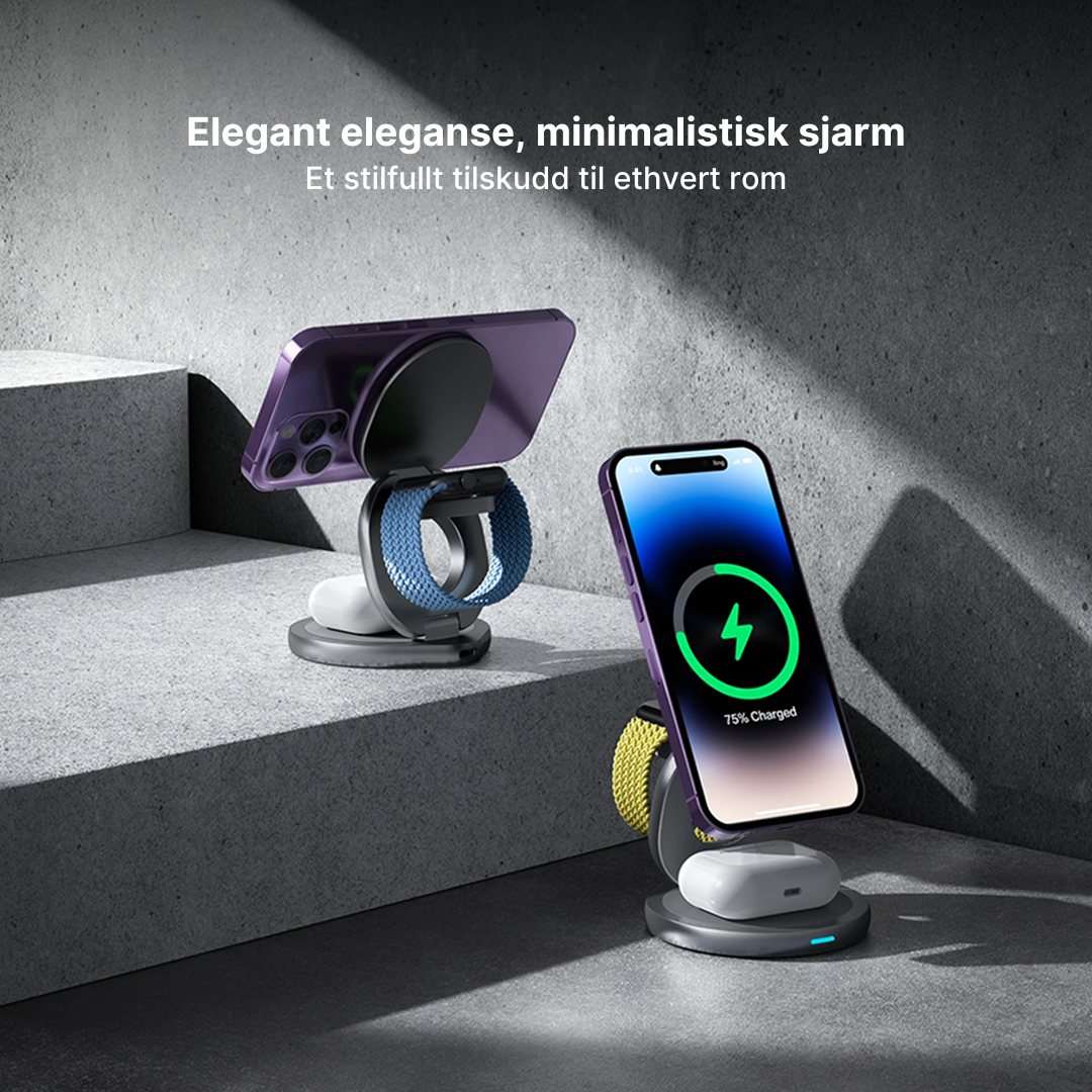FlexCharge 3-i-1 magnetisk trådløs lader