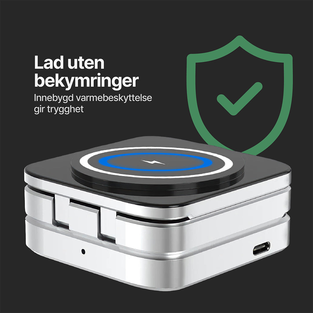 ChargeDeck 3-i-1 sammenleggbar trådløs stasjon - for Apple og Android