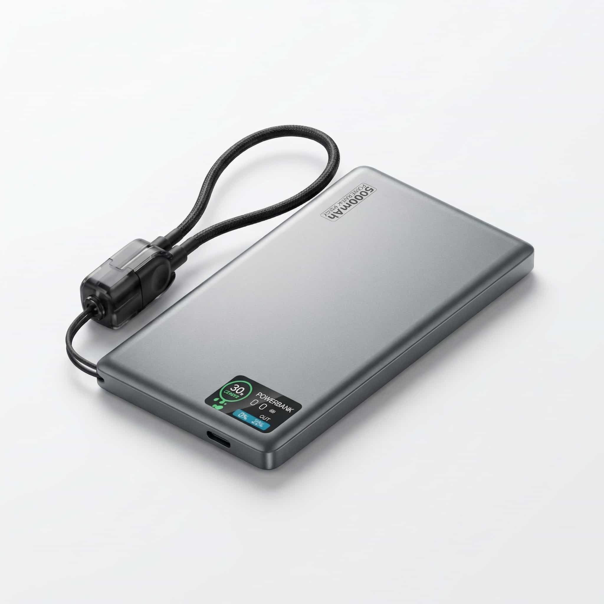 22,5 W ultraslank Q2-powerbank med display