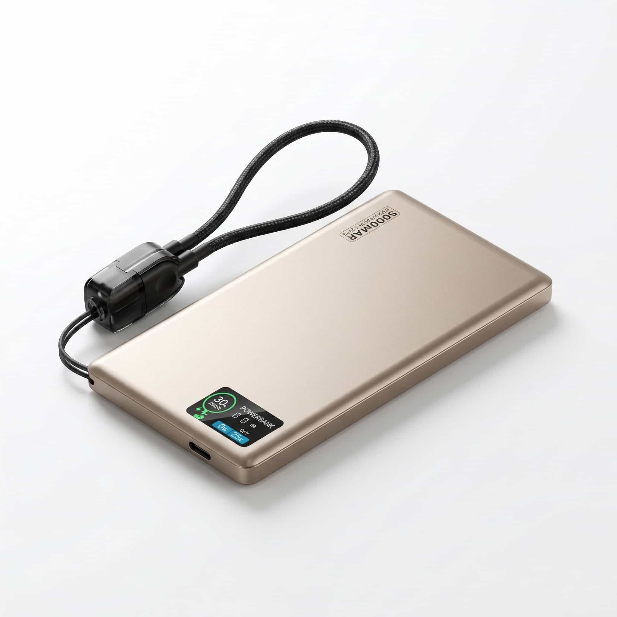 22,5 W ultraslank Q2-powerbank med display
