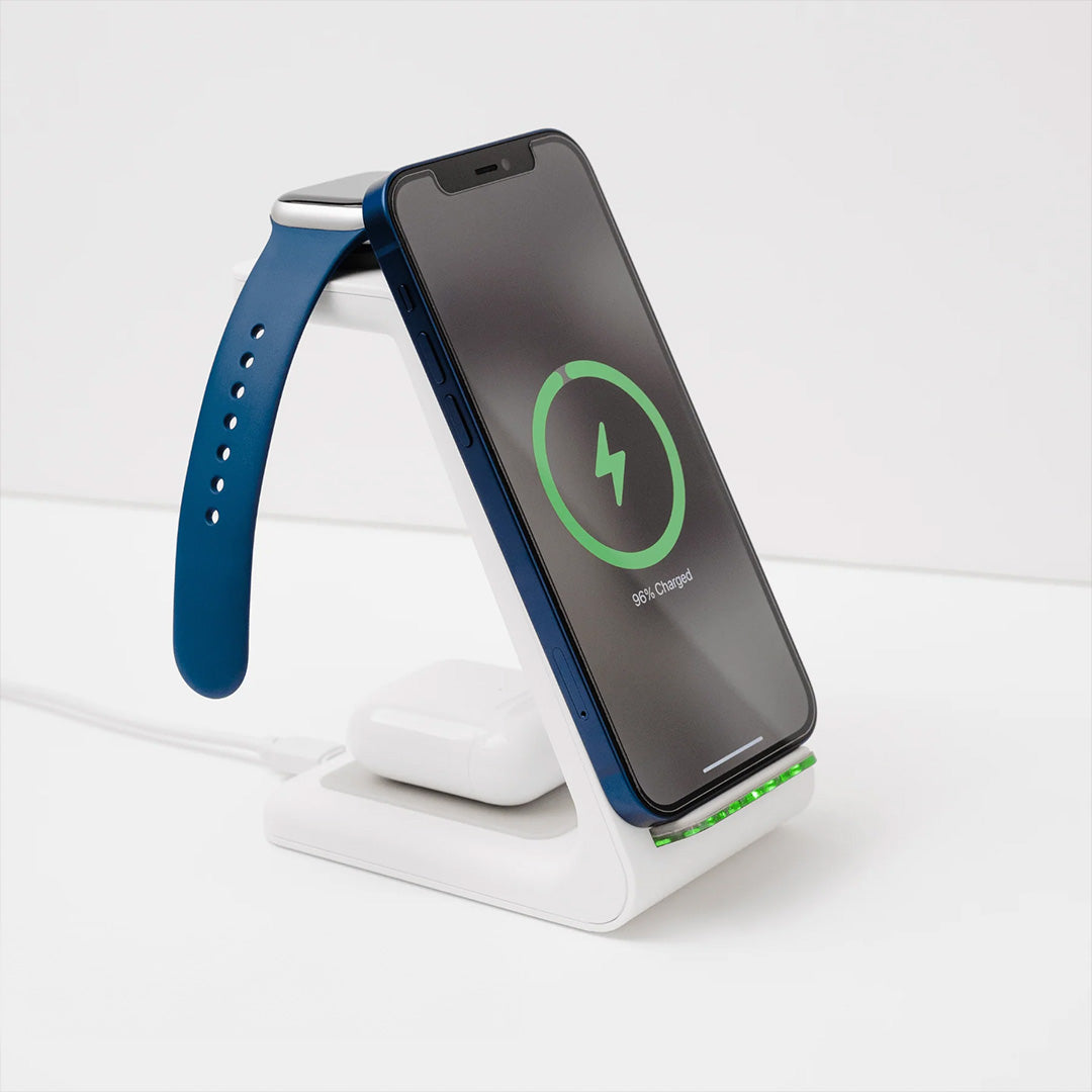 3 i 1 trådløs ladestasjon, Apple, Samsung, Watch, AirPods