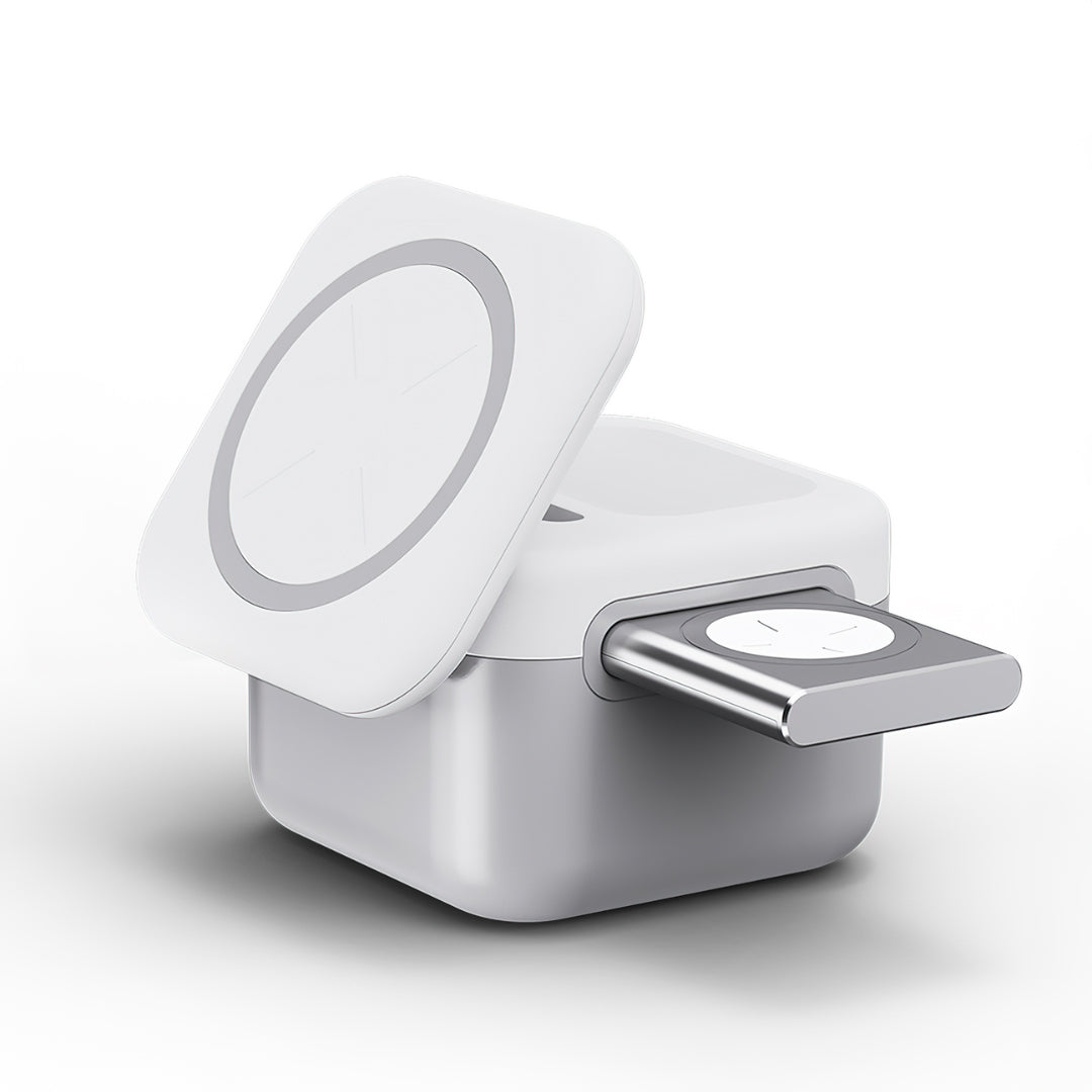 CubeMag 3-i-1 magnetisk trådløs ladestasjon for Apple og Android
