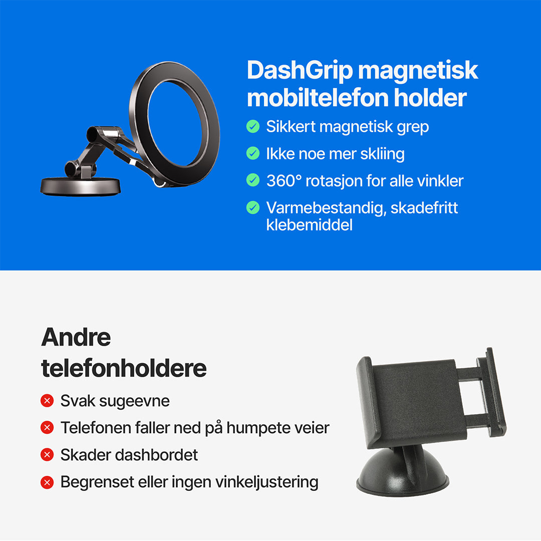 DashGrip magnetisk biltelefonholder med justerbart stativ