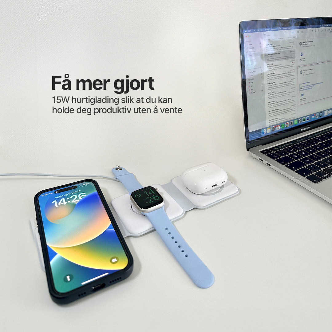 Sammenleggbar 3 i 1 ladestasjon
