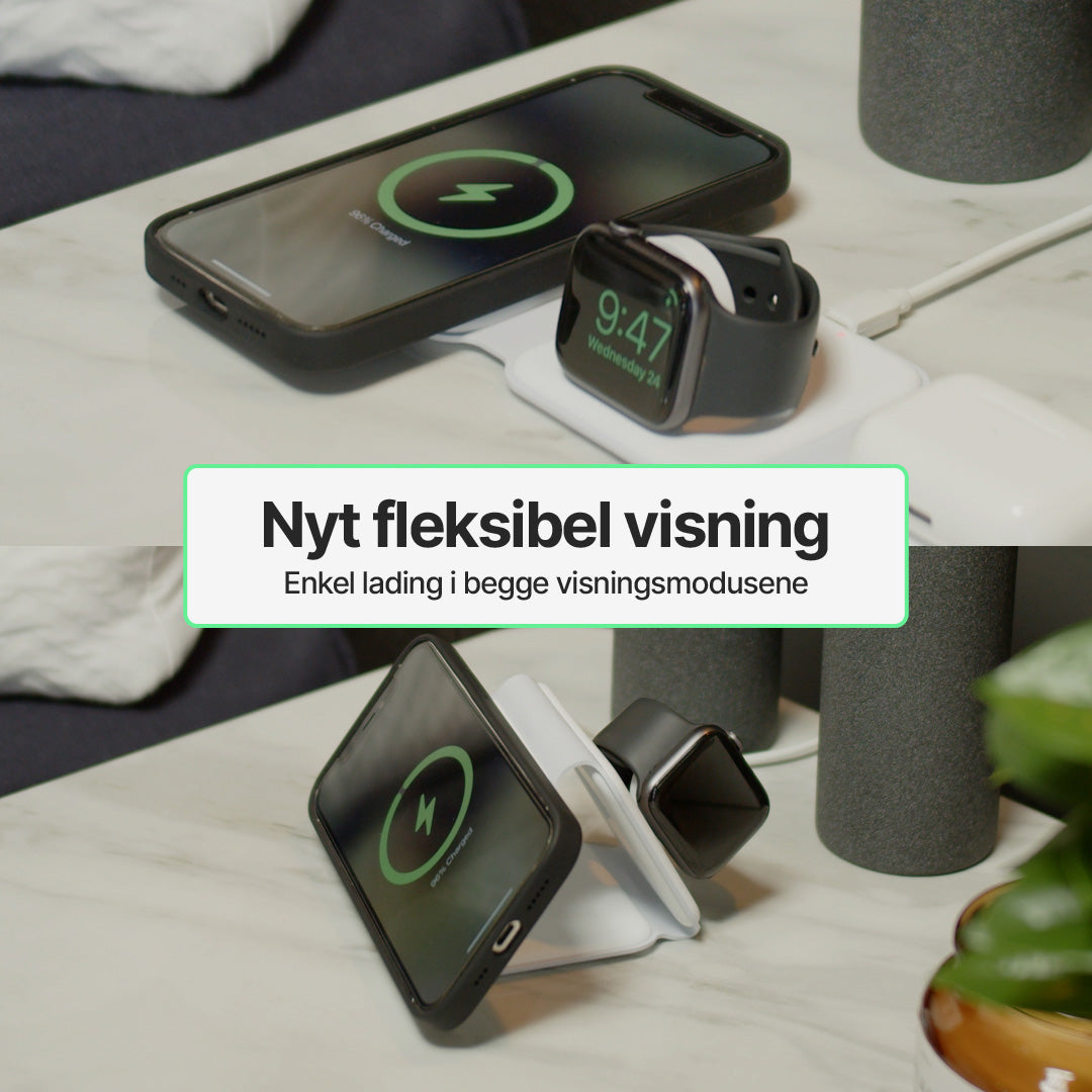 Sammenleggbar 3 i 1 ladestasjon
