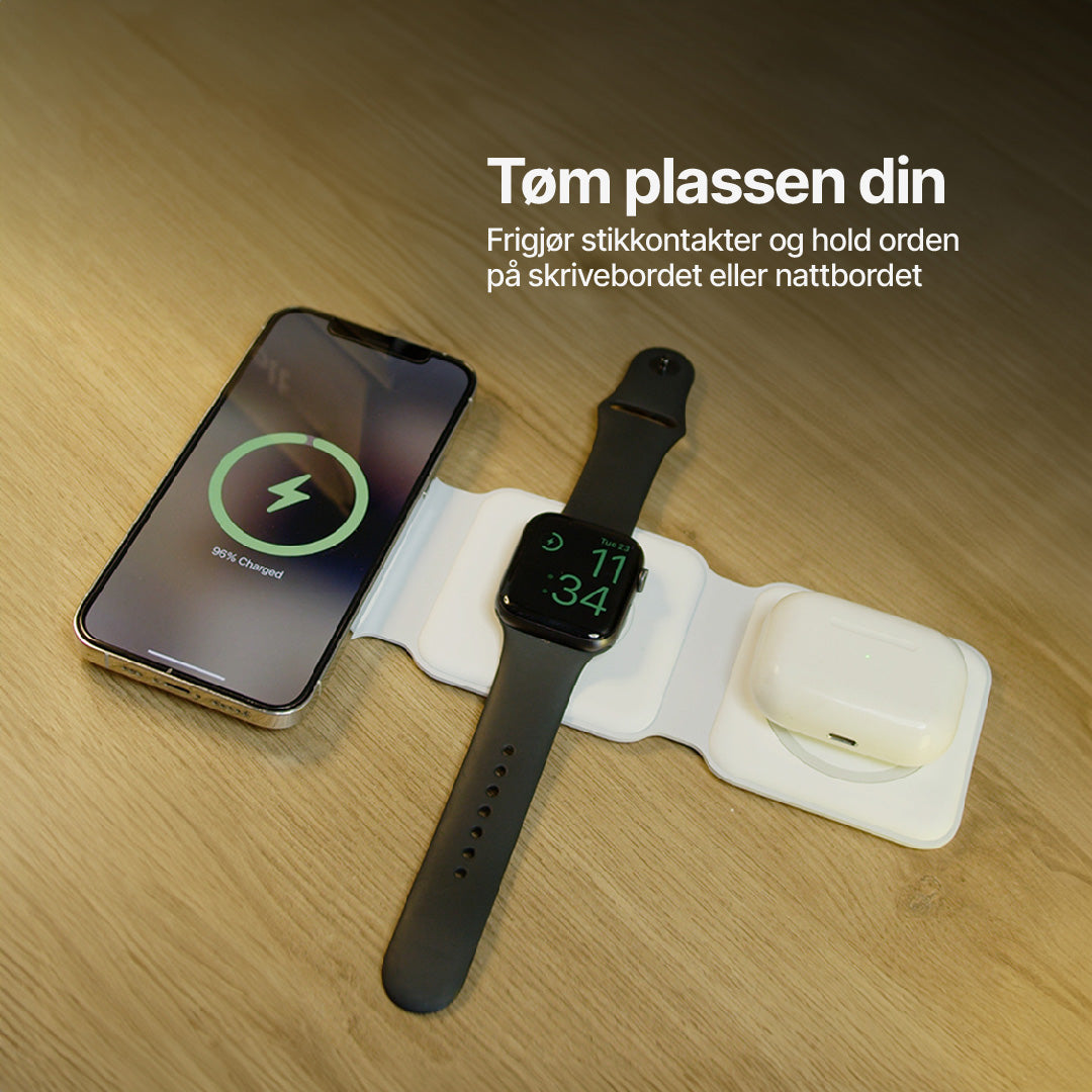 Sammenleggbar 3 i 1 ladestasjon