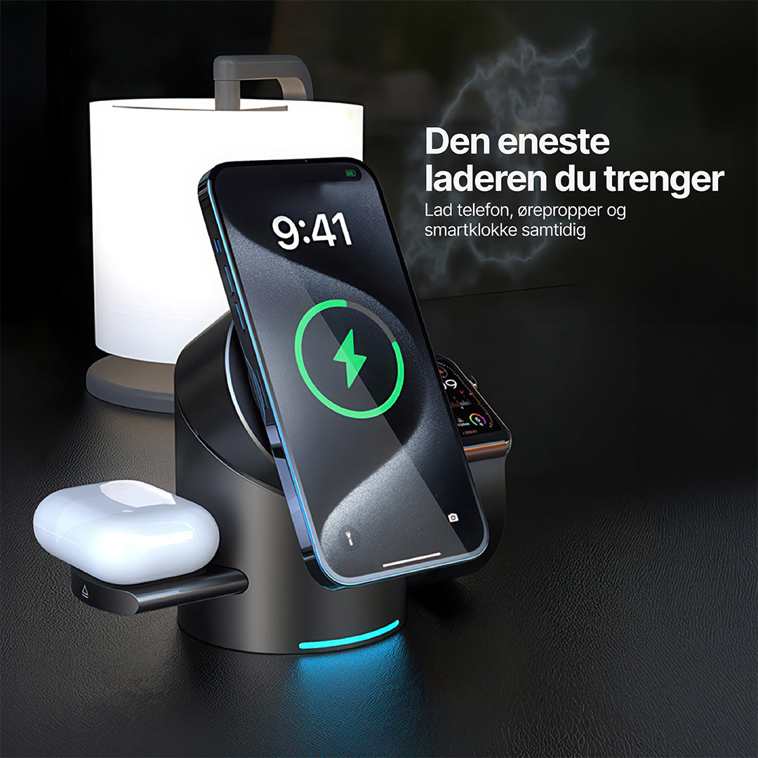 Halo MagSafe 3-i-1 Trådløs Ladestasjon Qi2