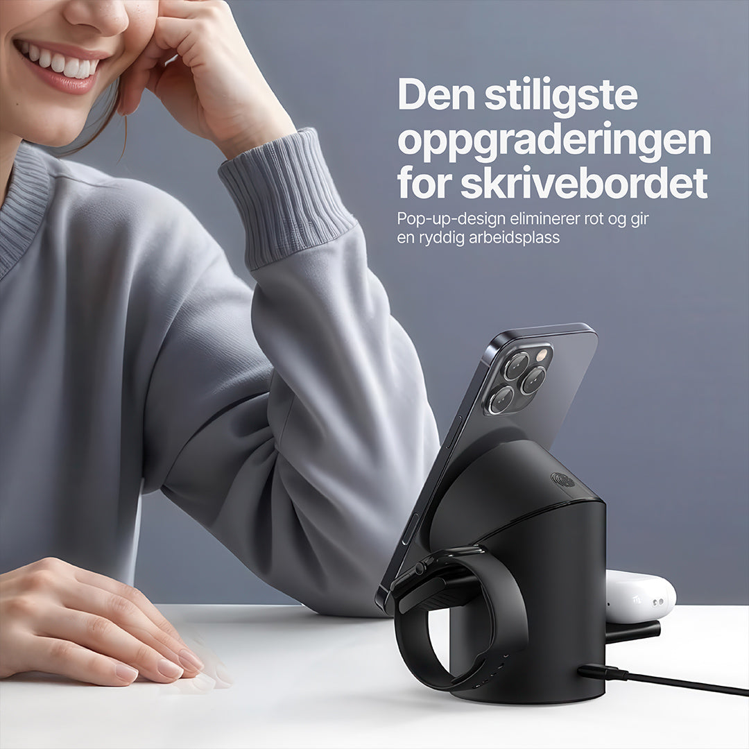 Halo MagSafe 3-i-1 Trådløs Ladestasjon Qi2