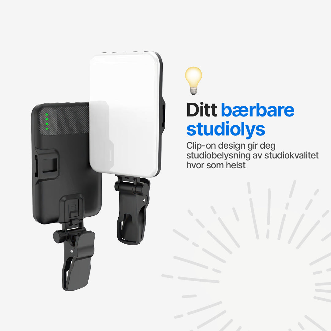 Bærbart selfie-lys med 7 moduser for lysstyrke