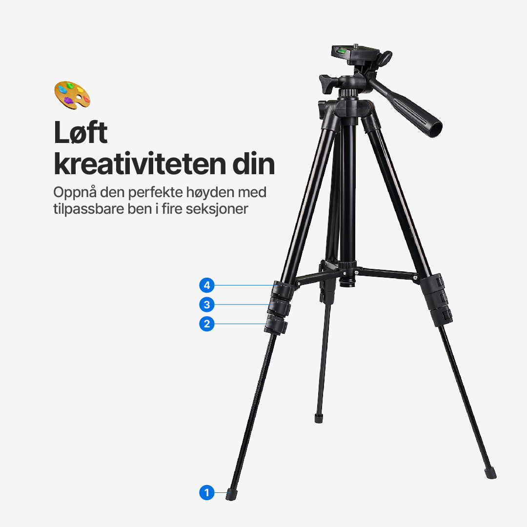 QuickSnap-stativ for kamera og smarttelefon