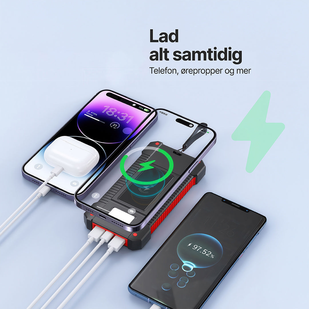 SolaBank trådløs ladende powerbank 10 000 mAh