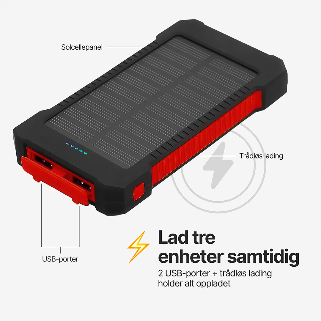 SolaBank trådløs ladende powerbank 10 000 mAh