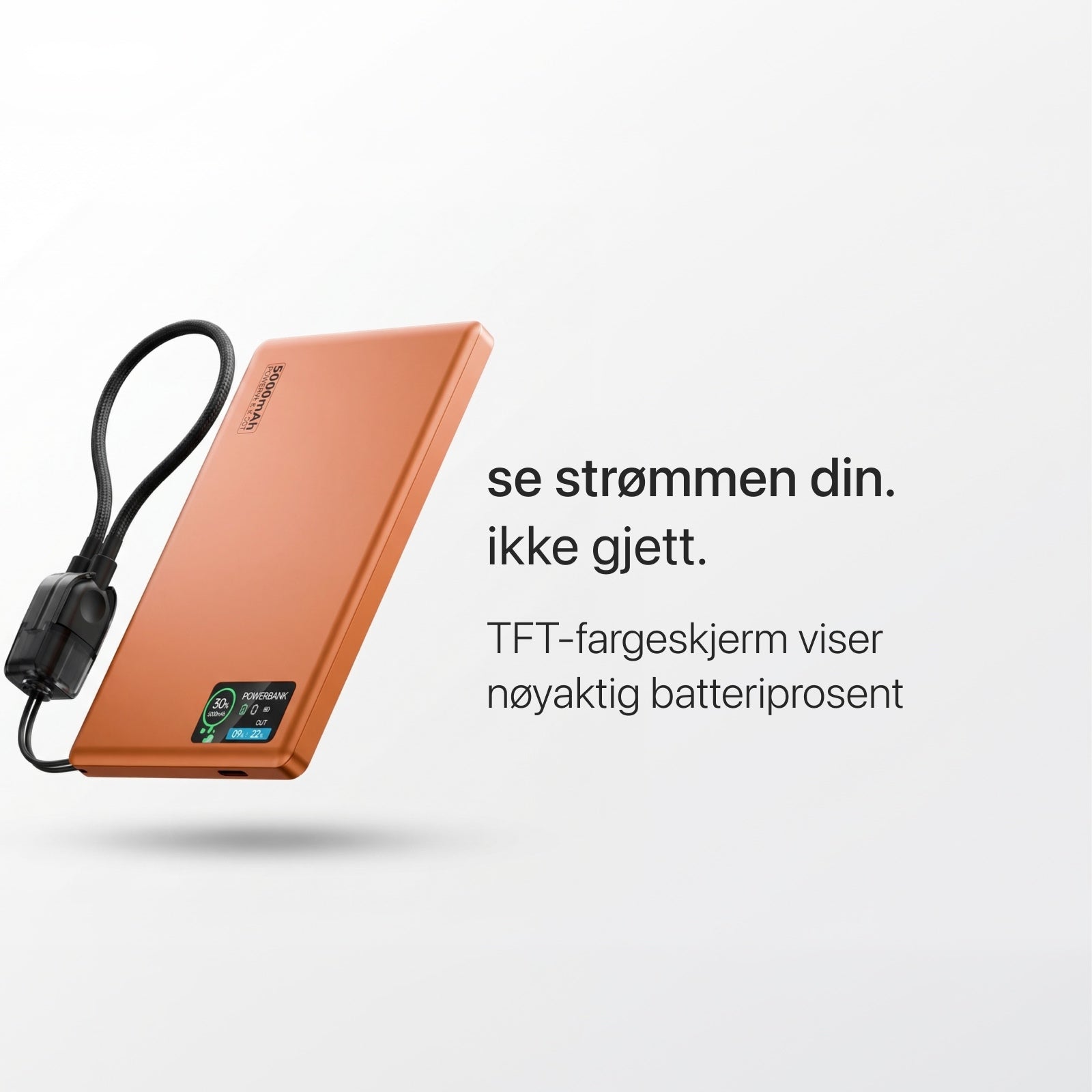 22,5 W ultraslank Q2-powerbank med display