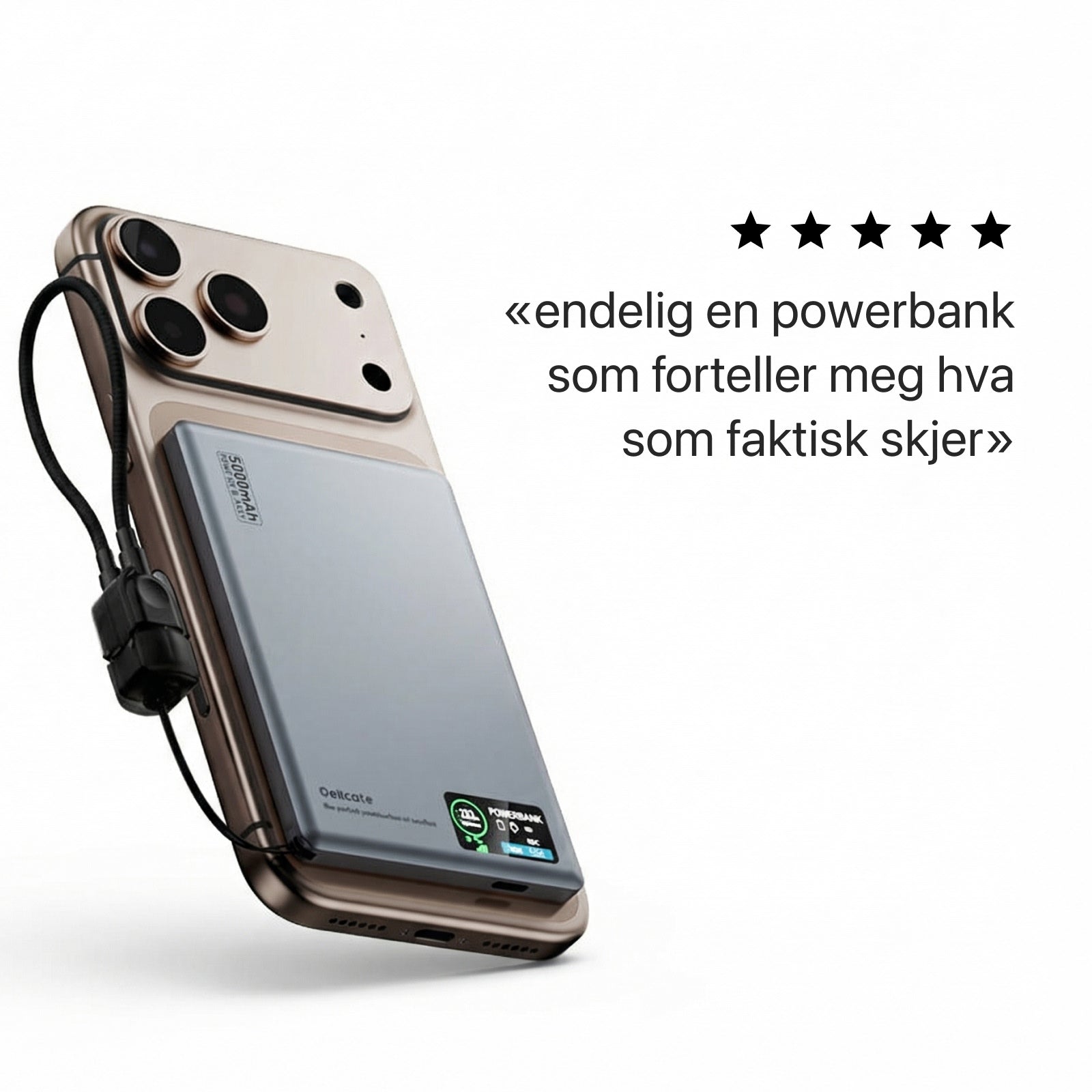22,5 W ultraslank Q2-powerbank med display
