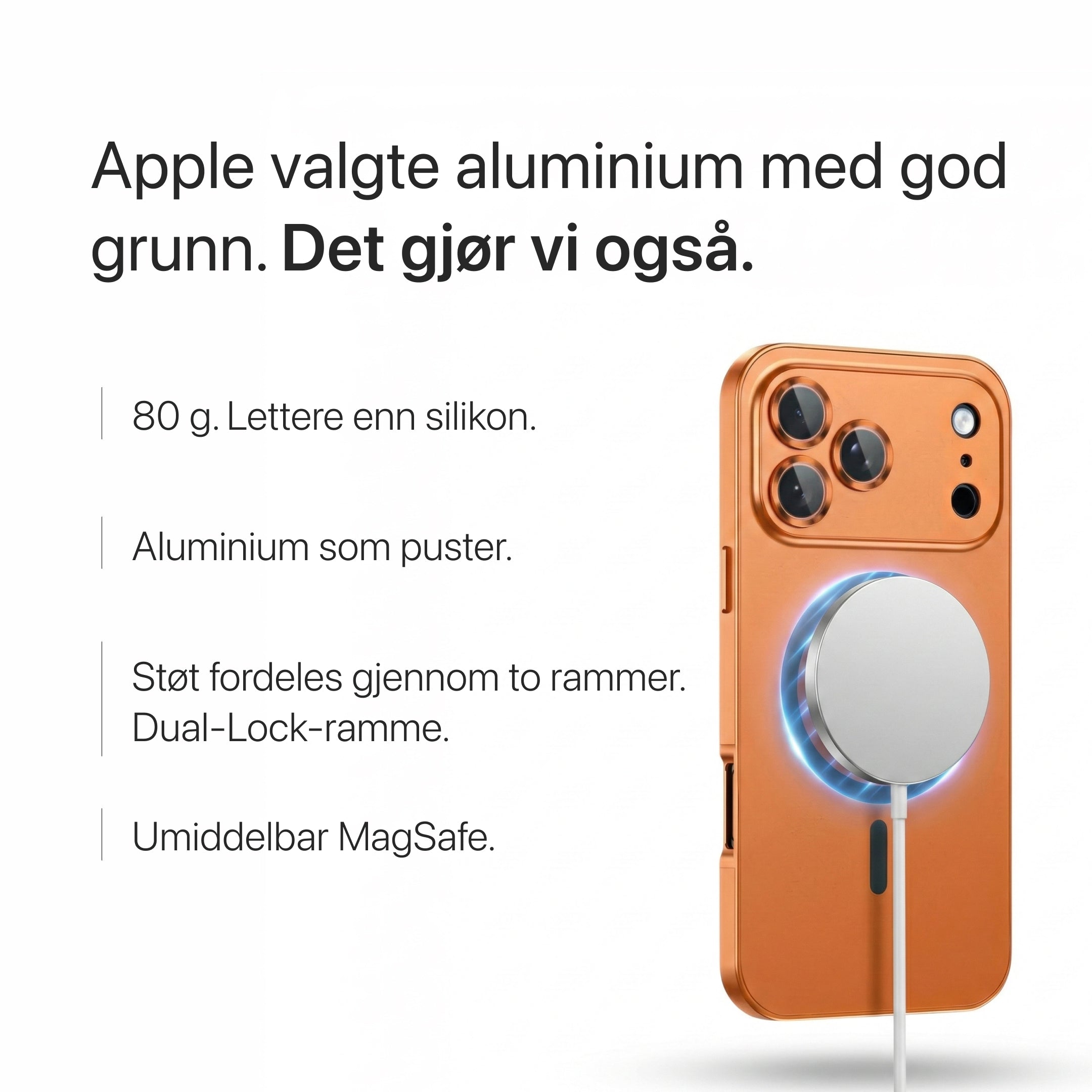 iPhone-deksel i metall med kamerabeskyttelse