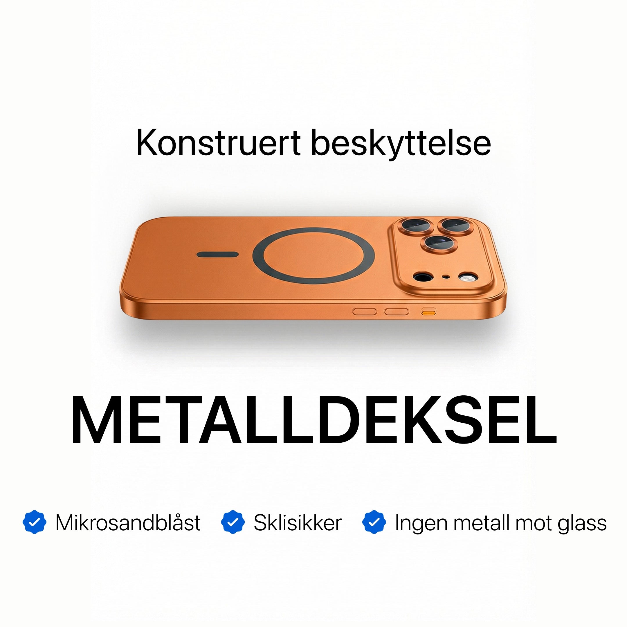 iPhone-deksel i metall med kamerabeskyttelse