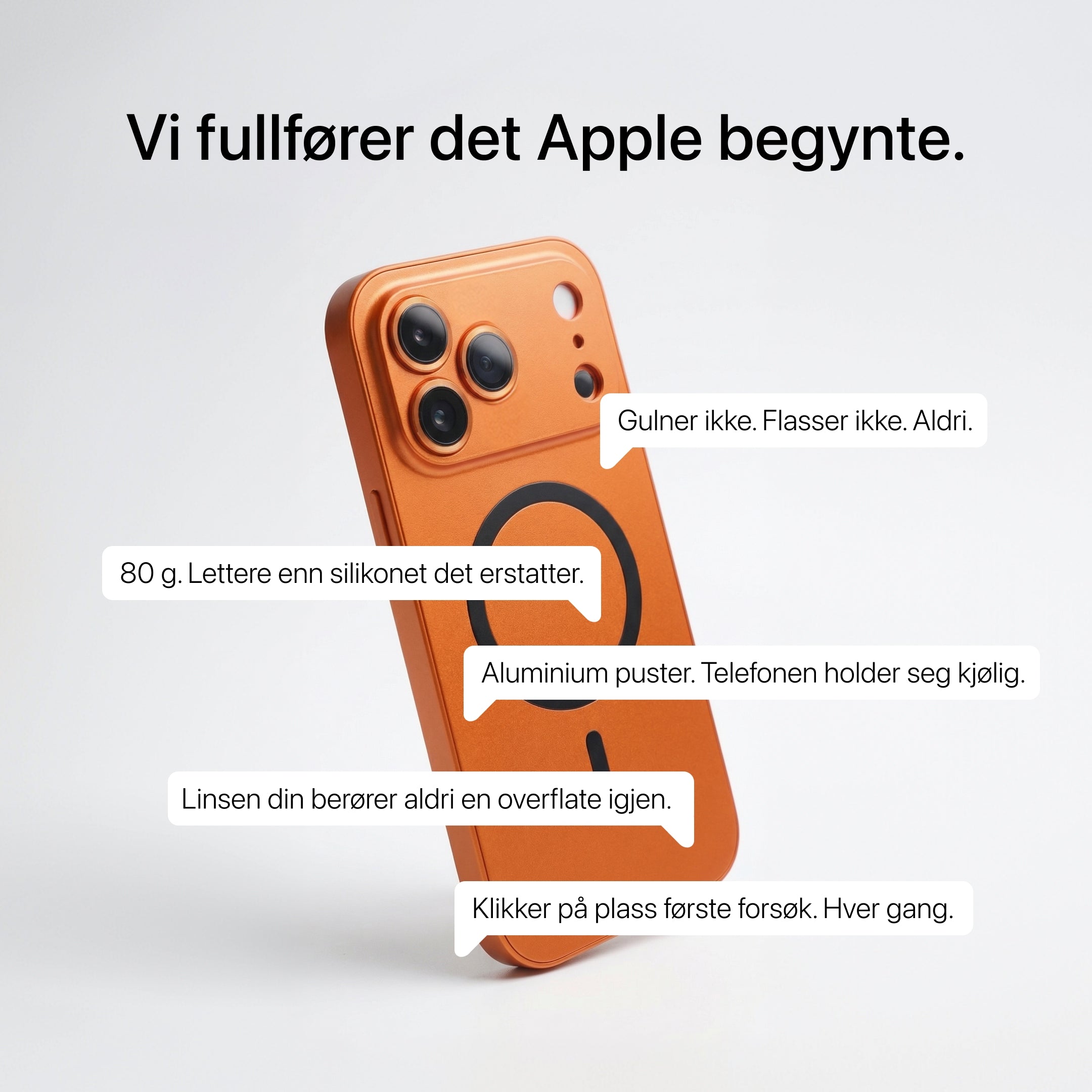 iPhone-deksel i metall med kamerabeskyttelse