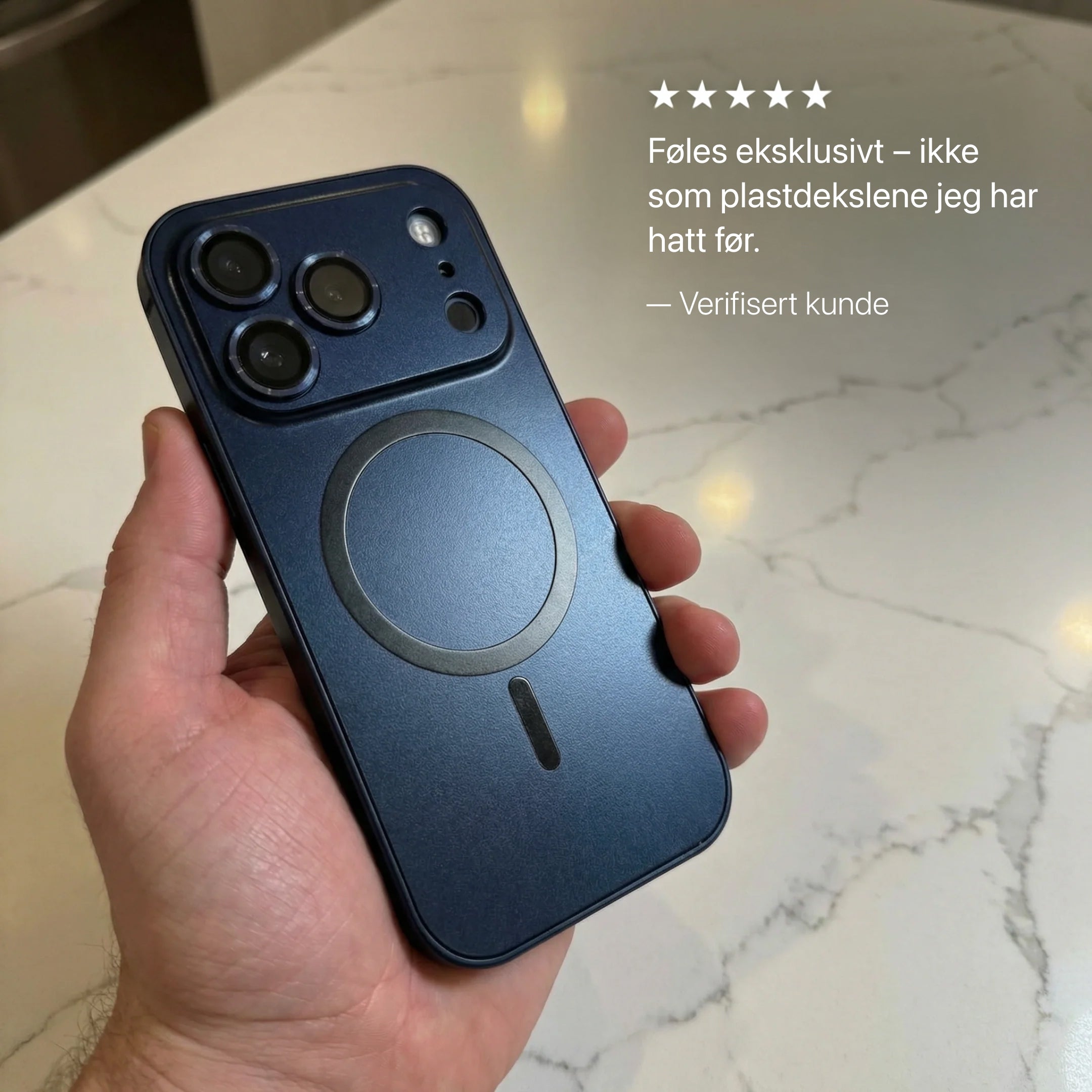 iPhone-deksel i metall med kamerabeskyttelse