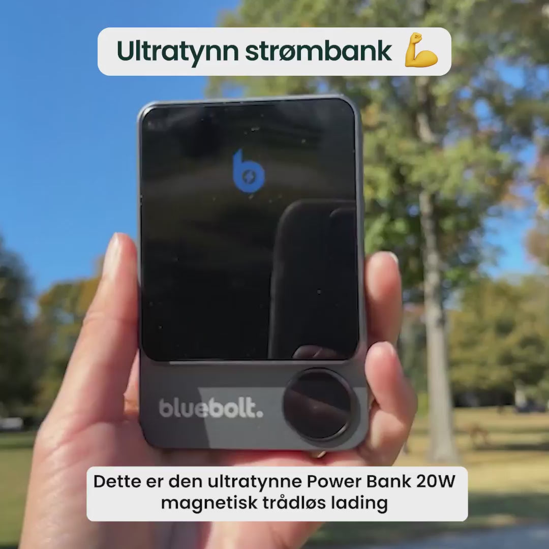 Ultratynn strømbank med 20 W magnetisk trådløs lading