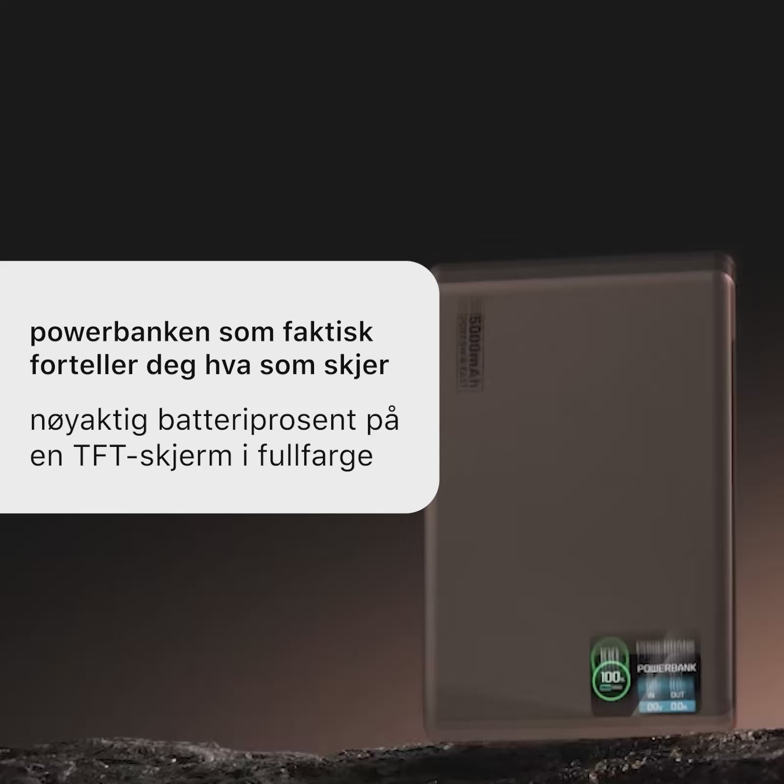 22,5 W ultraslank Q2-powerbank med display