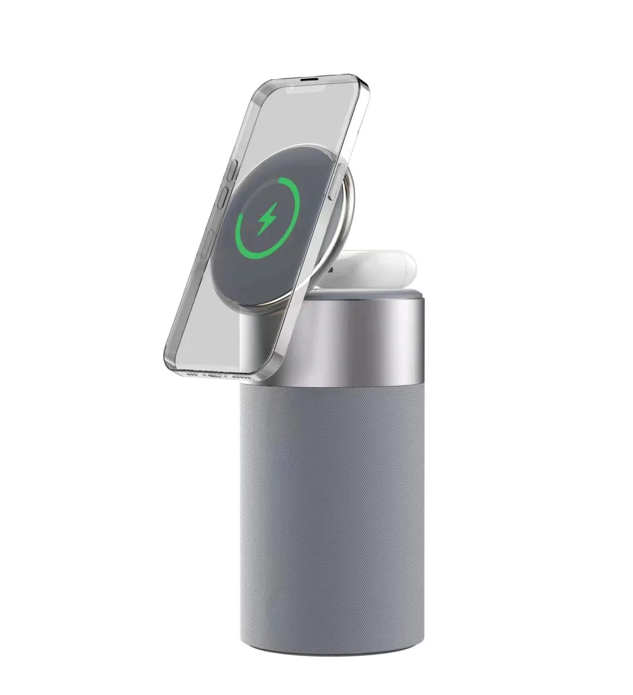 3-i-1 trådløs ladehub, Bluetooth-høyttaler og nattlys